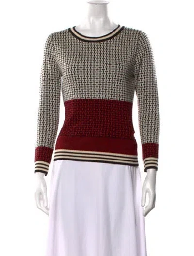 Pre-owned Diane Von Furstenberg Wool Patterned Sweater In Red