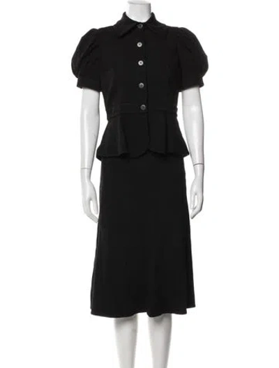 Pre-owned Diane Von Furstenberg Wool Pleated Accents Skirt Set In Black/pink