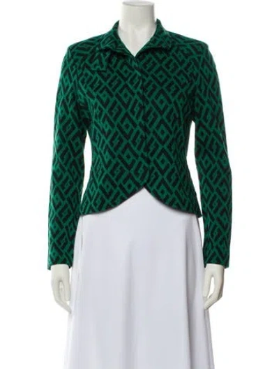 Pre-owned Diane Von Furstenberg Wool Printed Evening Jacket In Green