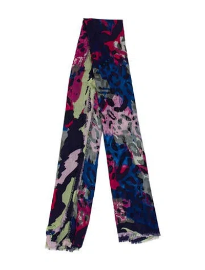 Pre-owned Diane Von Furstenberg Wool Printed Scarf In Blue