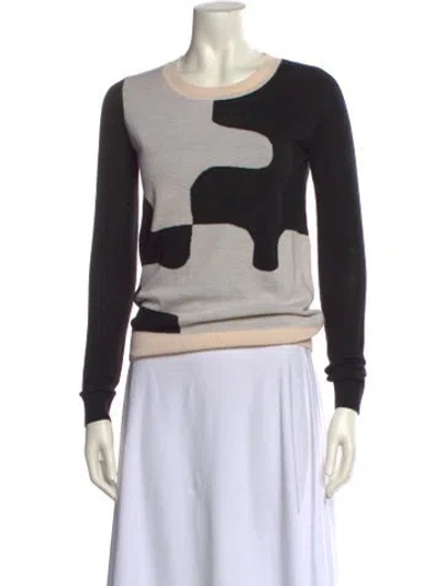 Pre-owned Diane Von Furstenberg Wool Printed Sweater In Black