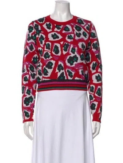Pre-owned Diane Von Furstenberg Wool Printed Sweater In Red