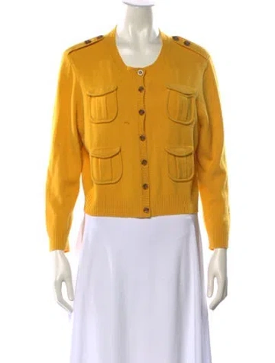 Pre-owned Diane Von Furstenberg Wool Scoop Neck Sweater In Yellow