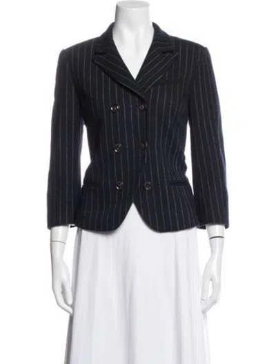 Pre-owned Diane Von Furstenberg Wool Striped Jacket In Blue