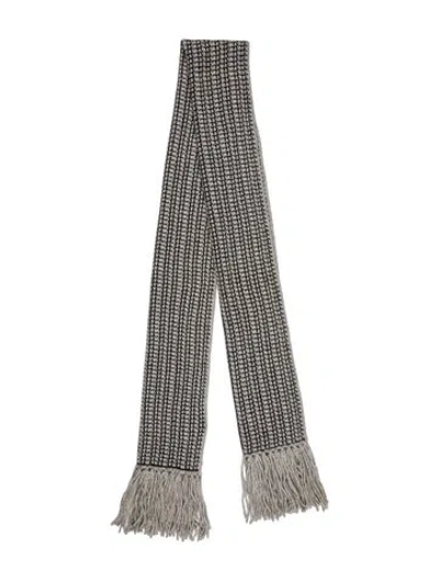 Pre-owned Diane Von Furstenberg Wool Striped Scarf W/ Tags In Gray