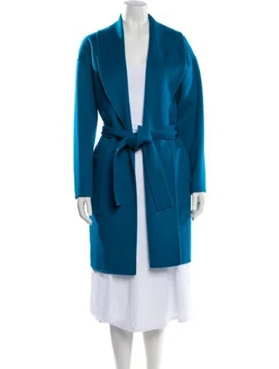 Pre-owned Diane Von Furstenberg Wool Trench Coat In Blue