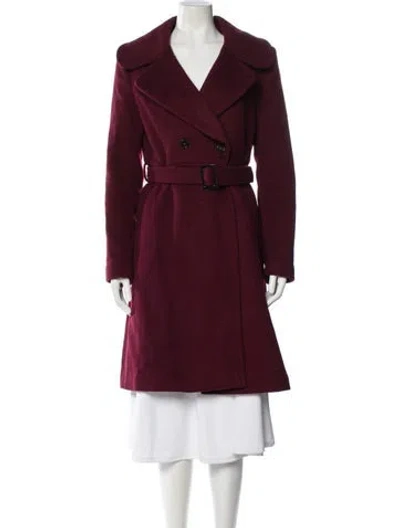 Pre-owned Diane Von Furstenberg Wool Trench Coat In Burgundy