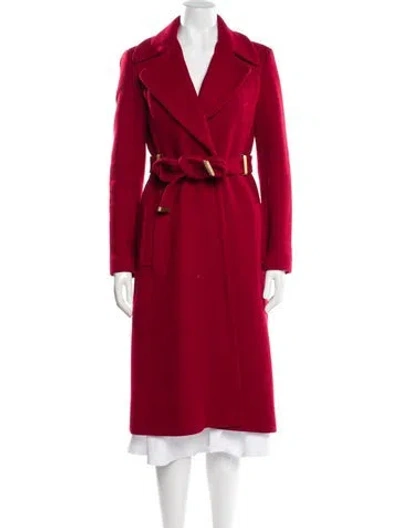 Pre-owned Diane Von Furstenberg Wool Trench Coat In Red