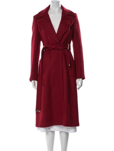 Pre-owned Diane Von Furstenberg Wool Trench Coat In Red