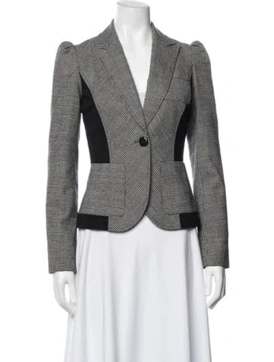 Pre-owned Diane Von Furstenberg Wool Tweed Pattern Blazer In Black