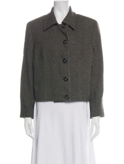 Pre-owned Diane Von Furstenberg Wool Tweed Pattern Blazer In Green