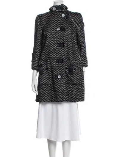 Pre-owned Diane Von Furstenberg Wool Tweed Pattern Coat W/ Tags In Blue