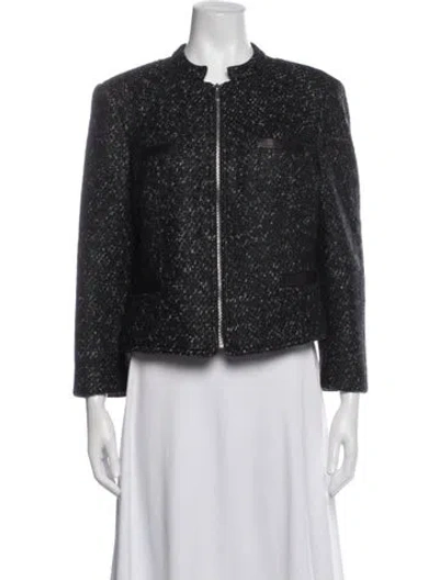Pre-owned Diane Von Furstenberg Wool Tweed Pattern Jacket In Black