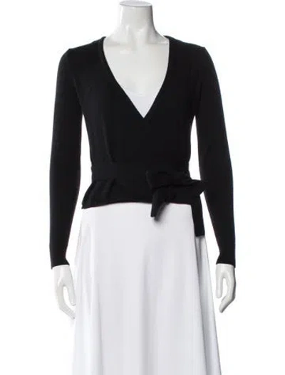 Pre-owned Diane Von Furstenberg Wool V-neck Sweater In Black