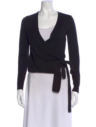 Pre-owned Diane Von Furstenberg Wool V-neck Sweater In Black
