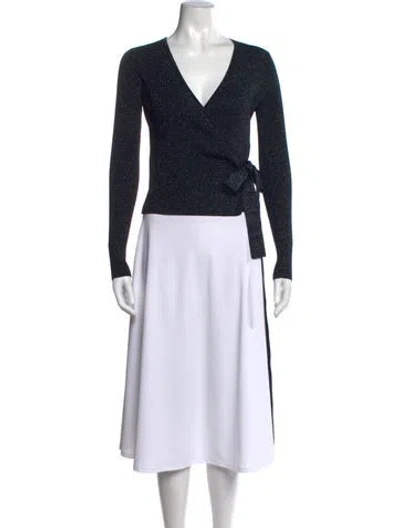 Pre-owned Diane Von Furstenberg Wool V-neck Sweater In Black