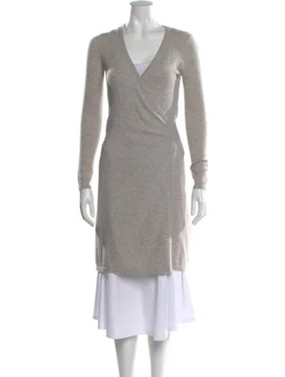 Pre-owned Diane Von Furstenberg Wool V-neck Sweater In Neutral