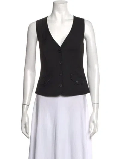 Pre-owned Diane Von Furstenberg Wool V-neck Top In Black