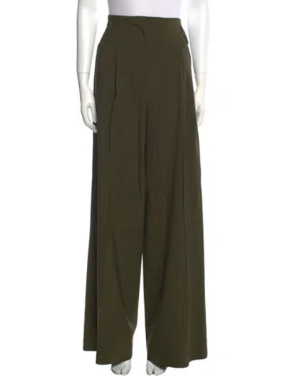 Pre-owned Diane Von Furstenberg Wool Wide Leg Pants In Green