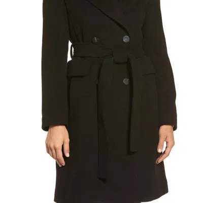 Diane Von Furstenberg Wool Wrap Coat In Black