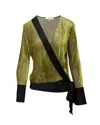 Diane Von Furstenberg Wrap Blouse In Gold And Black Viscose In Multi