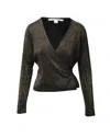 Diane Von Furstenberg Wrap Blouse In Gold Cotton In Gold