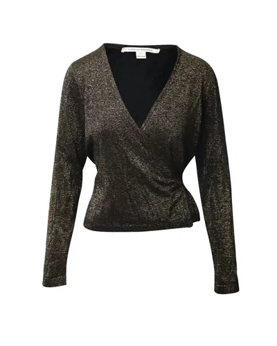 Diane Von Furstenberg Wrap Blouse In Gold Cotton