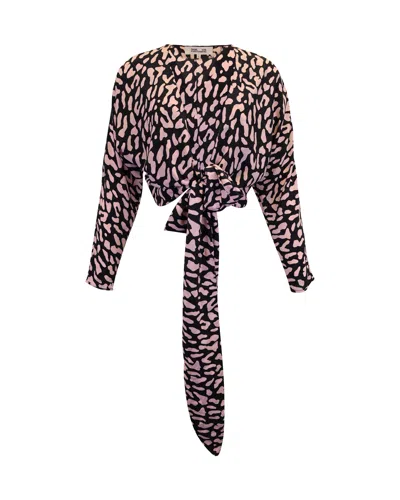 Diane Von Furstenberg Wrap Blouse In Multicolor Silk In Black