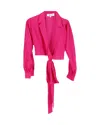 Diane Von Furstenberg Wrap Cropped Blazer In Pink Silk In Pink