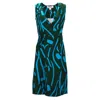 Diane Von Furstenberg Wrap Dress In Green Silk In Blue