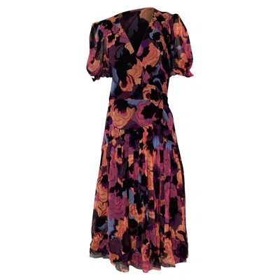 Diane Von Furstenberg Wrap Midi Dress With Belt In Multicolor Viscose