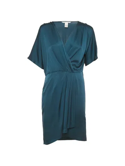 Pre-owned Diane Von Furstenberg Wrap-style Mini Dress In Blue