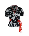 Diane Von Furstenberg Wrap Top In Black Viscose In Multi