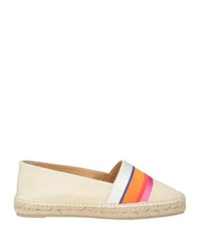 Diane Von Furstenberg X Castañer Woman Espadrilles Cream Size 8 Textile Fibers In White