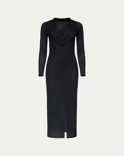 Diane Von Furstenberg X Henry Zankov Castella Shimmer Knit Column Maxi Dress In Black