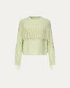Diane Von Furstenberg X Henry Zankov Cornelia Fringed Shimmer-knit Sweater In Green