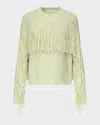 Diane Von Furstenberg X Henry Zankov Cornelia Fringed Shimmer-knit Sweater In White