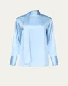 Diane Von Furstenberg X Henry Zankov Eldridge Oversized Tie-neck Silk Top In Blue