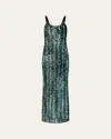 Diane Von Furstenberg X Henry Zankov Nolita Striped Sequin Net Maxi Dress