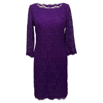 Diane Von Furstenberg Zarita Lace Mini Dress In Violet Rayon In Purple