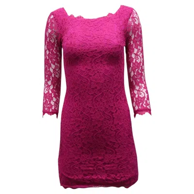 Pre-owned Diane Von Furstenberg Zarita Lace Sheath Dress In Pink Rayon