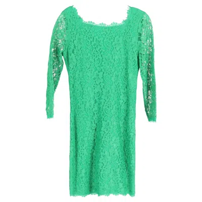 Diane Von Furstenberg Zarita Long Sleeve Lace Dress In Green Rayon