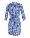 Diane Von Furstenberg Zebra Print Tie Waist Dress In Blue Silk In Blue