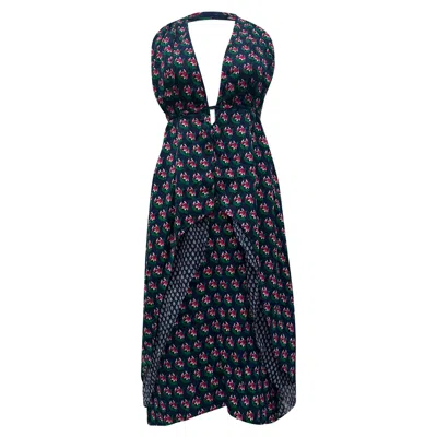 Diane Von Furstenberg Zen Leyland Halter Dress In Multicolor Silk In Blue