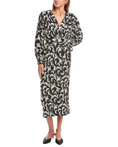 Diane Von Furstenberg Zidane Tie Waist Wool-blend Midi Dress In Black