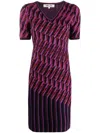 Diane Von Furstenberg Zig-zag Intarsia-knit Dress In Purple