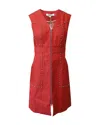 Diane Von Furstenberg Zip-front Studded Sheath Dress In Red Cotton In Red