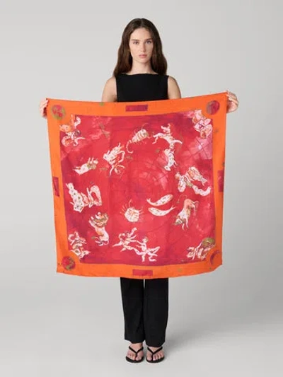 Diane Von Furstenberg Zodiac Flag Scarf In Orange