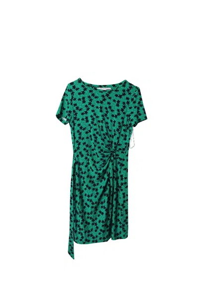 Diane Von Furstenberg Zoe Printed Tie Midi Dress In Green Viscose