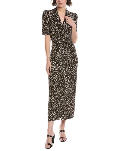 Diane Von Furstenberg Zoey Button-up Midi Dress In Animal Print